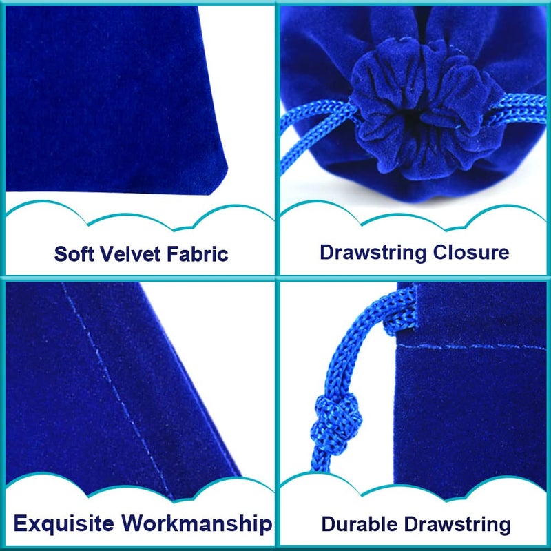 Shintop 10pcs Velvet Drawstring Bags Wedding Gift Bags Velvet Cloth Jewelry Pouches (Blue) - Image 3